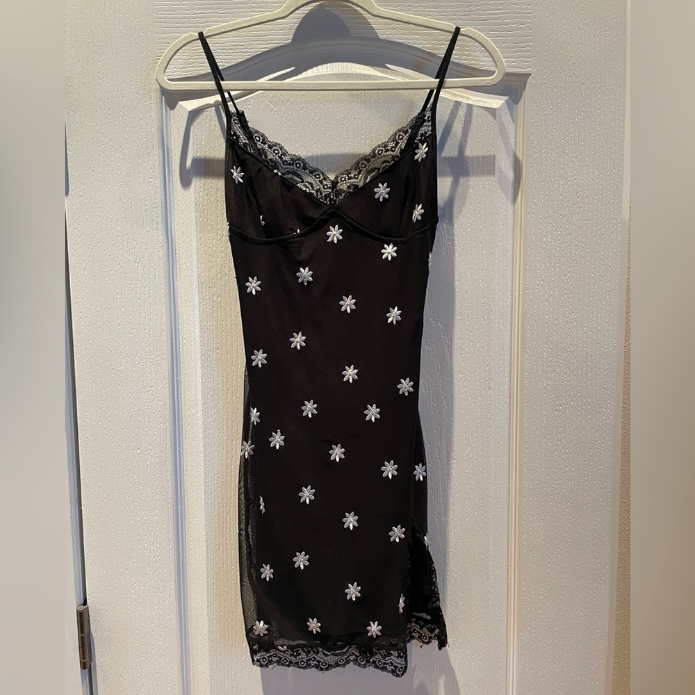 Motel Rocks Black Floral Lace Mini Dress